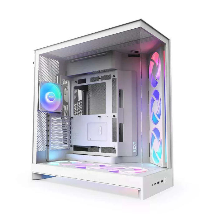 NZXT H9 Flow RGB+ Blanc - Boîtier Moyen Tour Aquarium