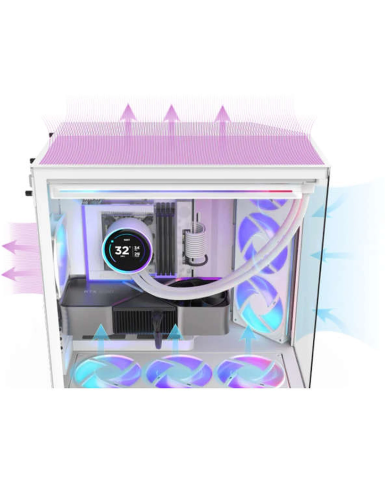 NZXT H9 Flow RGB+ Blanc - Boîtier Moyen Tour Aquarium