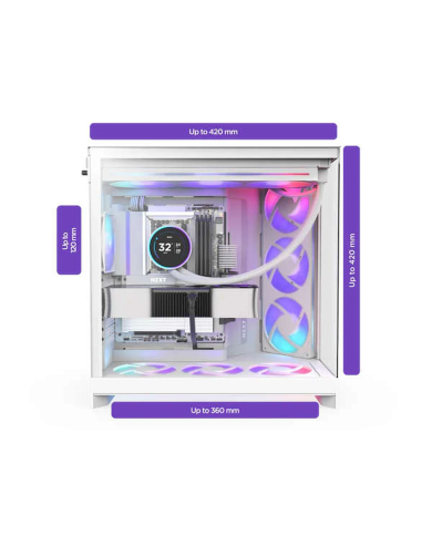 NZXT H9 Flow RGB+ Blanc - Boîtier Moyen Tour Aquarium