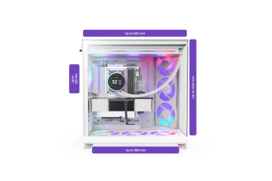 NZXT H9 Flow RGB+ Blanc - Boîtier Moyen Tour Aquarium