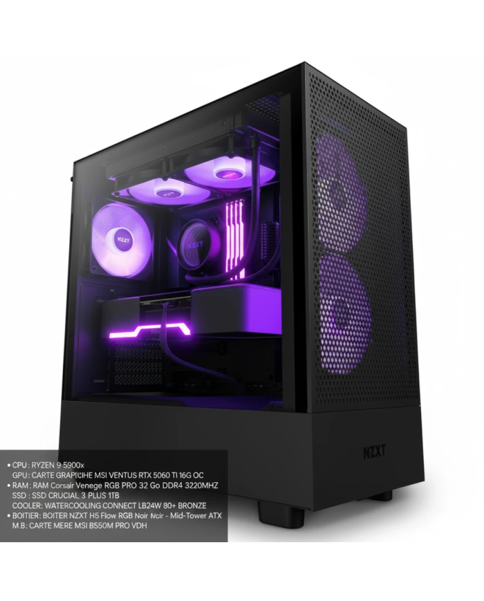 PC Gamer Ryzen 9 5900X/RTX 5060 Ti 16GB/32GB DDR4/1TB SSD - STATION DE TRAVAIL