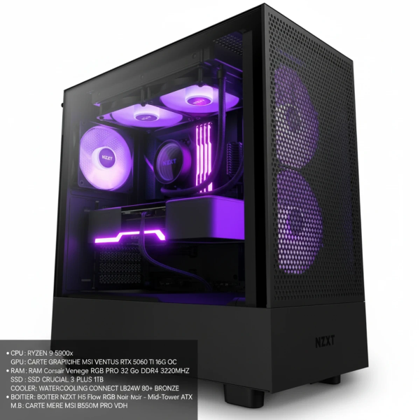 PC Gamer Ryzen 9 5900X/RTX 5060 Ti 16GB/32GB DDR4/1TB SSD - STATION DE TRAVAIL