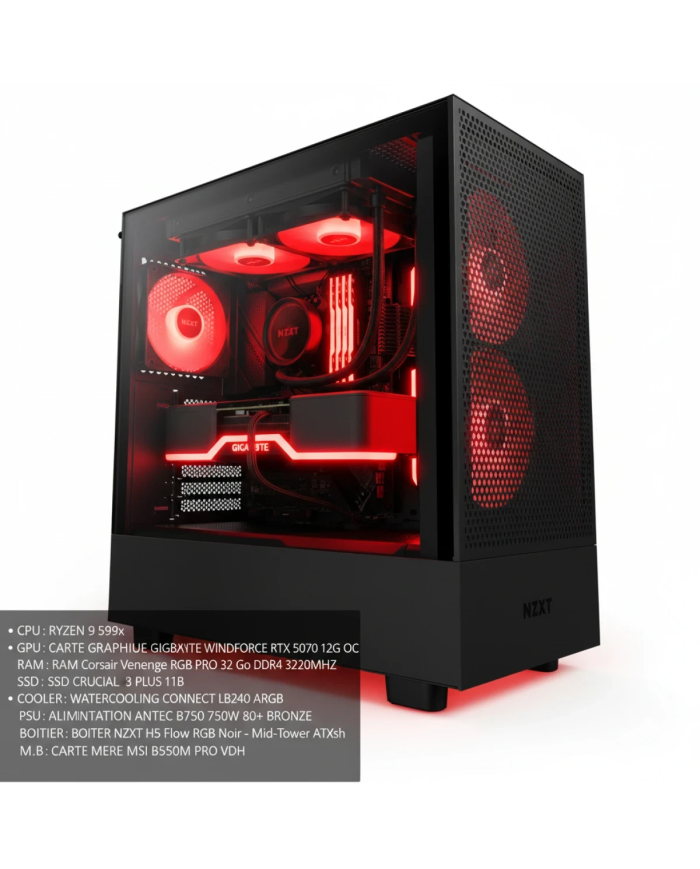 PC Gamer Ryzen 9 5900X/RTX 5070 12GB/32GB DDR4/1TB SSD