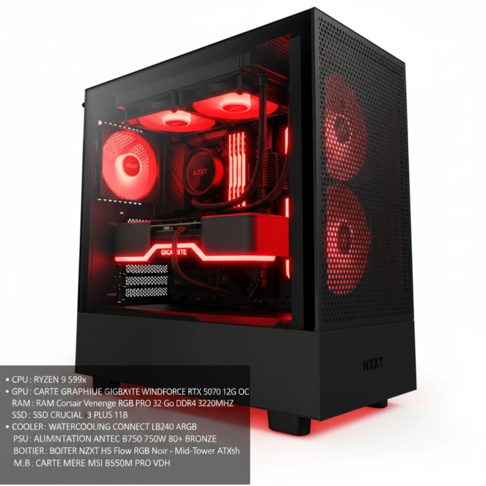 PC Gamer Ryzen 9 5900X/RTX 5070 12GB/32GB DDR4/1TB SSD