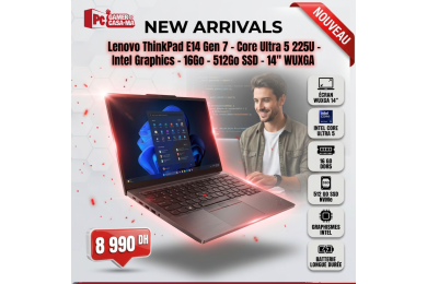 Lenovo ThinkPad E14 Gen 7 - Core Ultra 5 225U - Intel Graphics - 16Go - 512Go SSD - 14" WUXGA