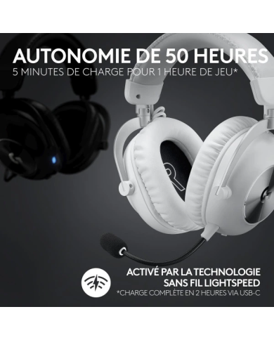 Pack Gaming Logitech G Pro X 2 Lightspeed - Sans Fil - Blue VO!CE - Blanc