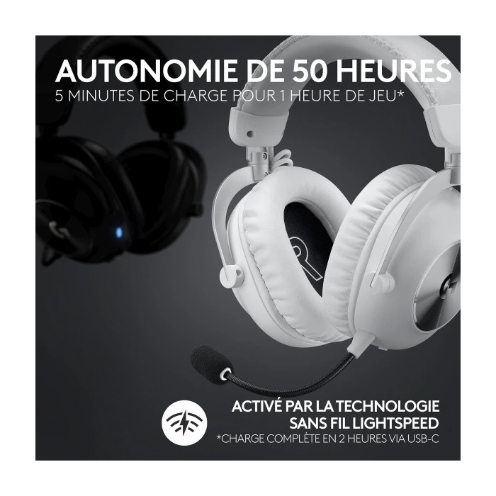 Pack Gaming Logitech G Pro X 2 Lightspeed - Sans Fil - Blue VO!CE - Blanc