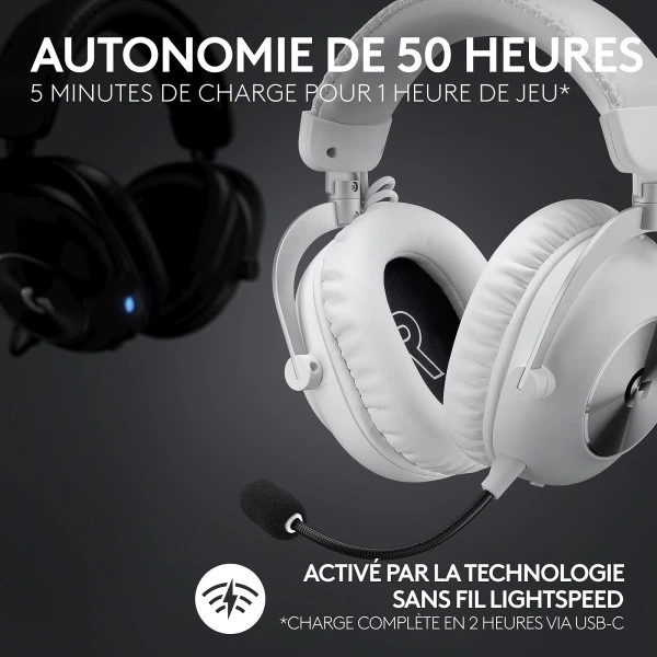 Pack Gaming Logitech G Pro X 2 Lightspeed - Sans Fil - Blue VO!CE - Blanc