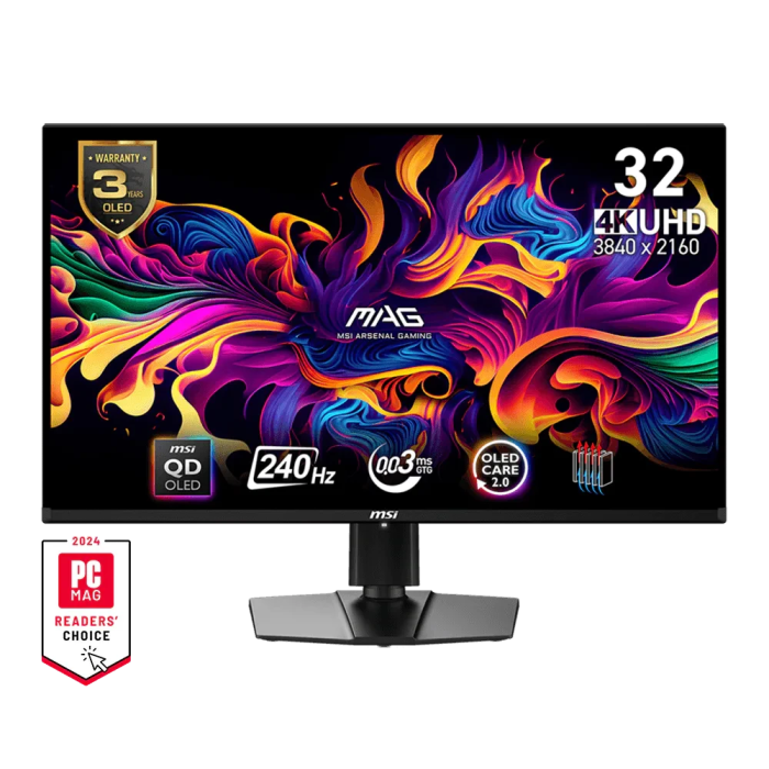 MSI MAG 321UPX QD-OLED - UHD 4K - 240Hz - 0.03ms - Quantum Dot