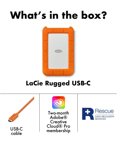 LaCie Rugged USB-C 2TB - HDD Externe Portable