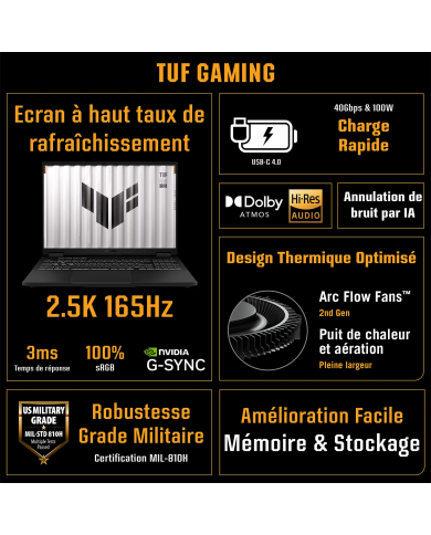 ASUS TUF Gaming F16 - i7-14650HX - RTX 5060 - 32Go - 1To SSD - 16" 165Hz - Pc Gamer Casa