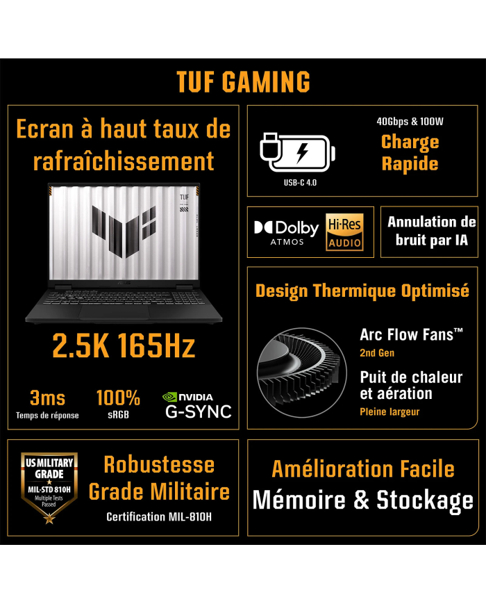 ASUS TUF Gaming F16 - i7-14650HX - RTX 5060 - 32Go - 1To SSD - 16" 165Hz - Pc Gamer Casa