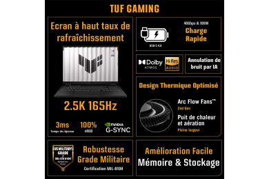 ASUS TUF Gaming F16 - i7-14650HX - RTX 5060 - 32Go - 1To SSD - 16" 165Hz - Pc Gamer Casa