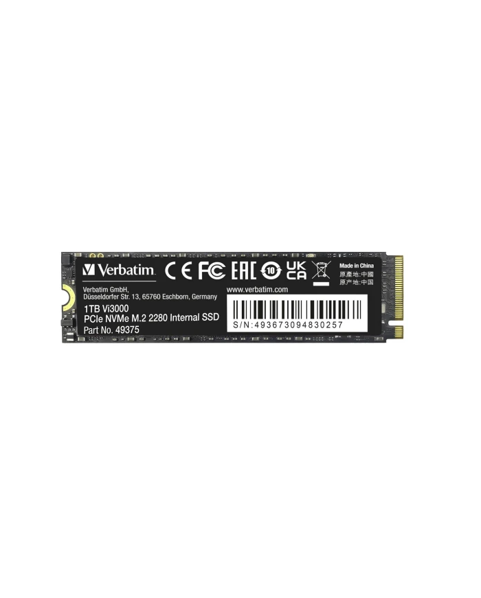 Verbatim Vi3000 - 1 To - NVMe PCIe Gen3x4 - 3100 Mo/s - Pc Gamer Casa