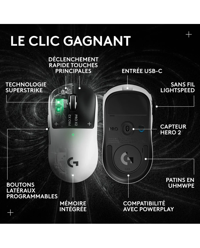 Logitech G Pro X2 Superstrike - Souris PC