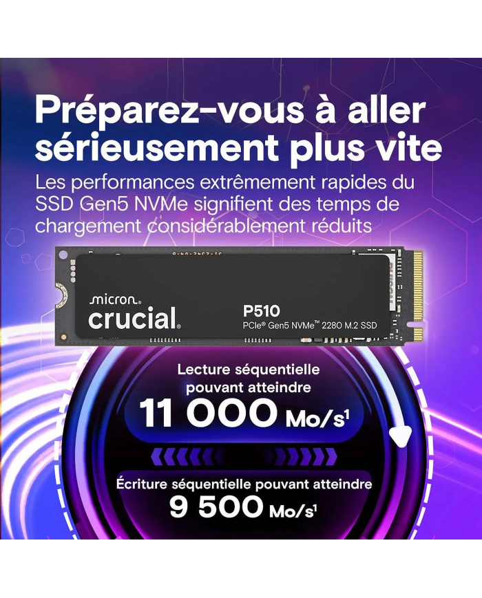 Crucial P510 1 To 2280 M.2 NVME (CT1000P510SSD8)  - Disque SSD