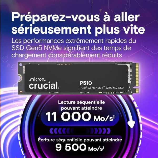 Crucial P510 1 To 2280 M.2 NVME (CT1000P510SSD8)  - Disque SSD
