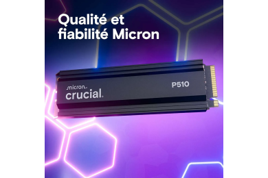 Crucial P510 - 2 To NVMe Gen5 - 10000 Mo/s - Heatsink - PC GAMER CASA