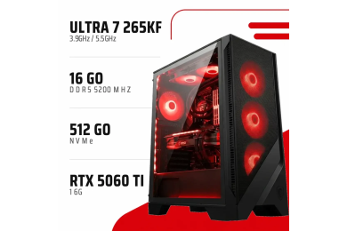 PC Gamer Ultra 7 265KF/RTX 5060 Ti 16GB/16GB DDR5/512GB SSD