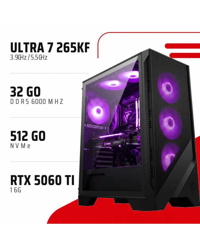 PC Gamer Core Ultra 7 265KF/RTX 5060 Ti 16GB/32GB DDR5/512GB SSD