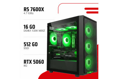 PC Gamer Ryzen 5 7600X/RTX 5060 8GB/16GB DDR5/512GB SSD - PGC