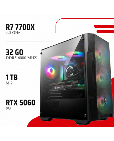 PC Gamer Ryzen 7 7700X/RTX 5060 8GB/32GB DDR5/1TB SSD