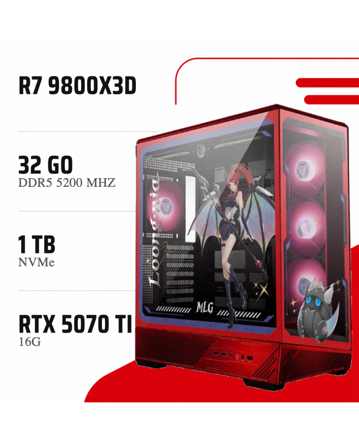 PC Gamer Ryzen 7 9800X3D/RTX 5070 Ti 16GB/32GB DDR5/1TB SSD