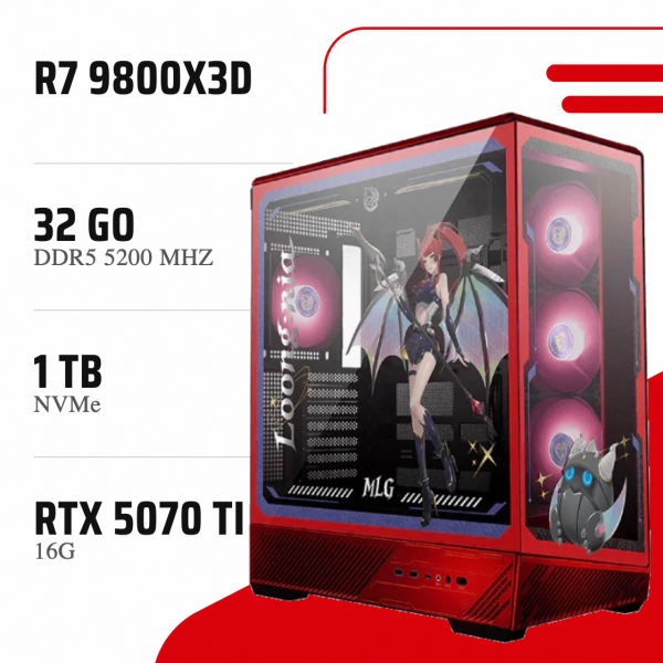 PC Gamer Ryzen 7 9800X3D/RTX 5070 Ti 16GB/32GB DDR5/1TB SSD