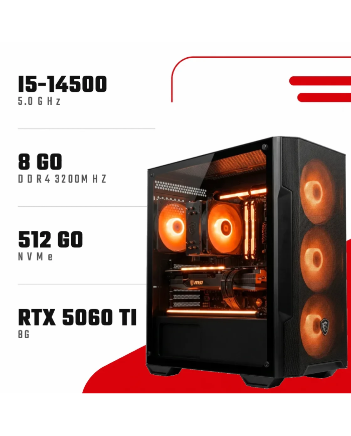 PC Gamer i5-14500/RTX 5060 Ti 8GB/16GB DDR4/512GB SSD