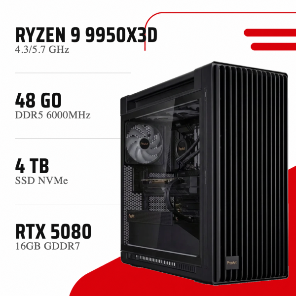 PC Gamer Ryzen 9 9950X3D/RTX 5080 16GB/48GB DDR5/4TB SSD - PC GAMER CASA