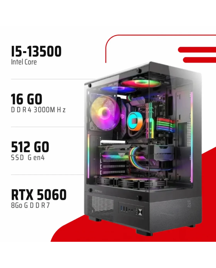 PC Gamer Intel Core i5-13500/RTX 5060 8GB/16GB DDR4/512GB SSD -PC GAMER CASA