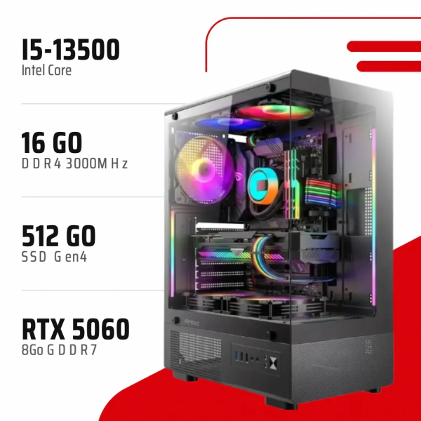 PC Gamer Intel Core i5-13500/RTX 5060 8GB/16GB DDR4/512GB SSD -PC GAMER CASA