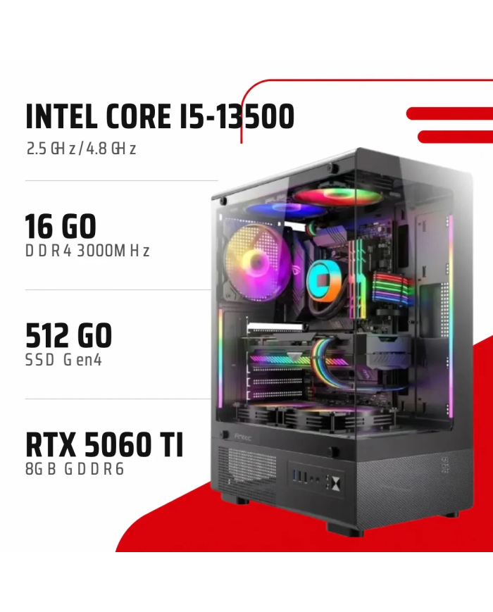 PC Gamer i5-13500/RTX 5060 Ti 8GB/16GB DDR4/512GB SSD