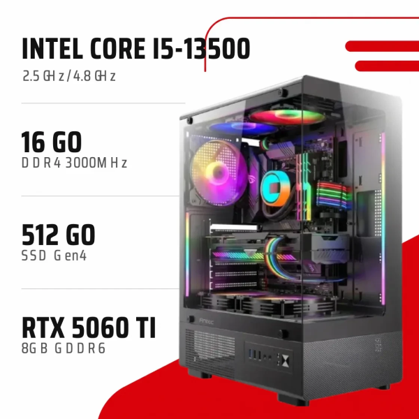 PC Gamer i5-13500/RTX 5060 Ti 8GB/16GB DDR4/512GB SSD