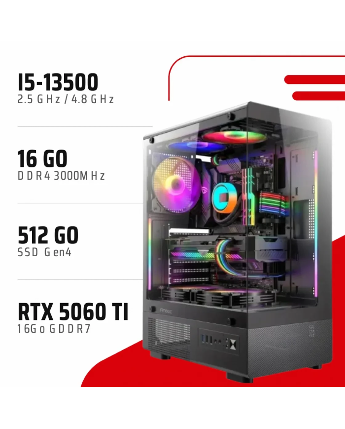 PC Gamer Intel Core i5-13500/RTX 5060 Ti 16GB/16GB DDR4/512GB SSD - PC GAMER CAA