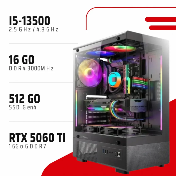 PC Gamer Intel Core i5-13500/RTX 5060 Ti 16GB/16GB DDR4/512GB SSD - PC GAMER CAA