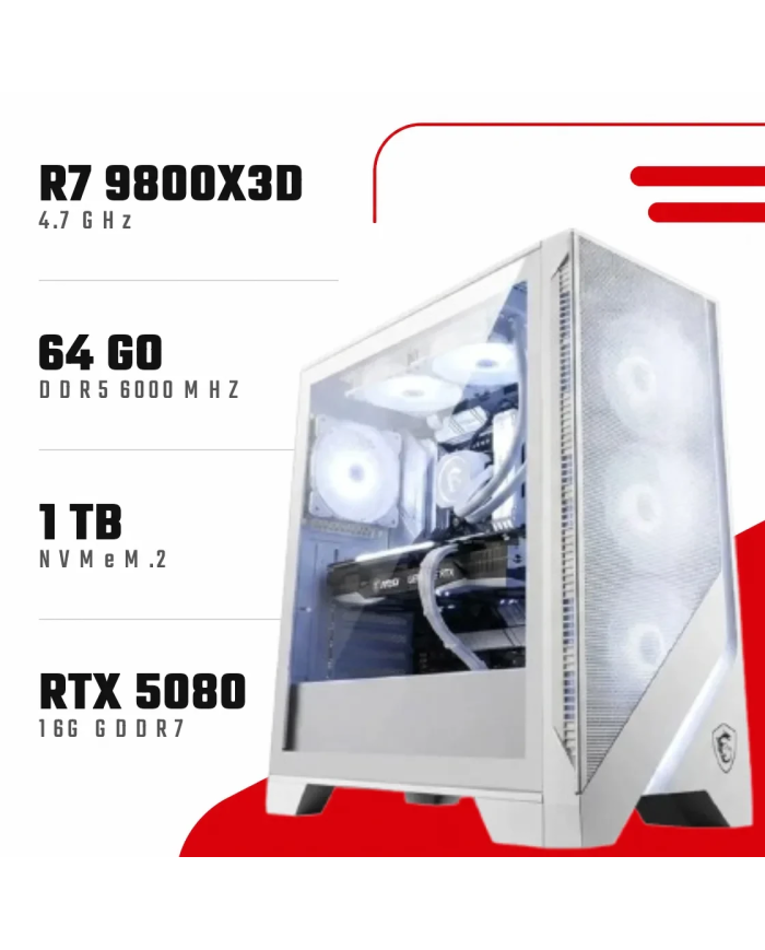 PC Gamer Ryzen 7 9800X3D/RTX 5080 16GB/32GB DDR5/1TB SSD - PC GAMER CASA