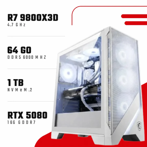 PC Gamer Ryzen 7 9800X3D/RTX 5080 16GB/32GB DDR5/1TB SSD - PC GAMER CASA