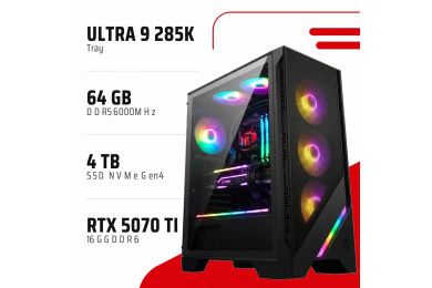 PC Gamer Core Ultra 9 285K/RTX 5070 Ti 16GB/64GB DDR5/4TB SSD