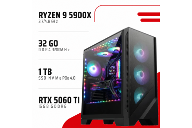 PC Gamer Ryzen 9 5900X/RTX 5060 Ti 16GB/32GB DDR4/1TB SSD