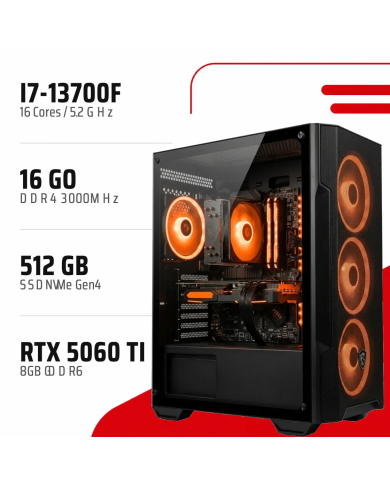 PC Gamer i7-13700F/RTX 5060 Ti 8GB/16GB DDR4/512GB SSD - PC GAMER CASA