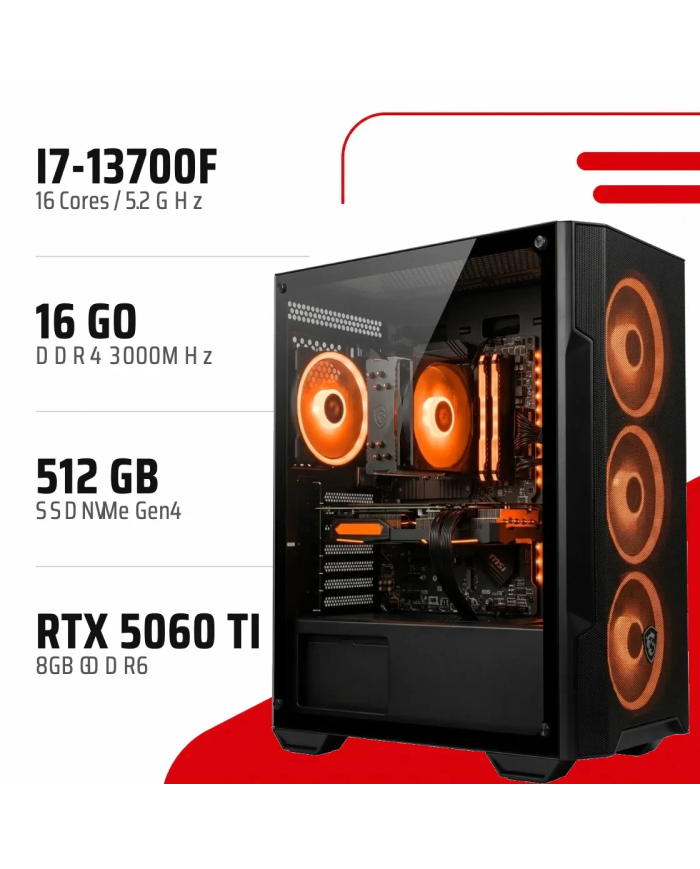 PC Gamer i7-13700F/RTX 5060 Ti 8GB/16GB DDR4/512GB SSD - PC GAMER CASA
