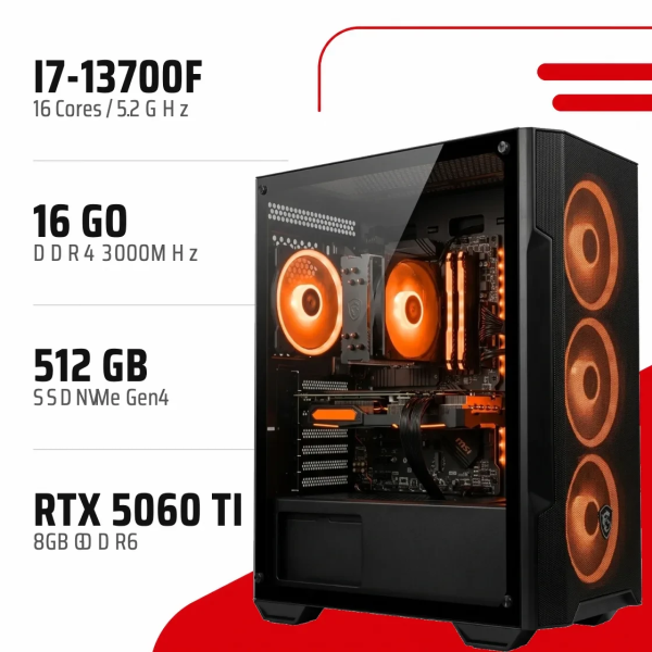PC Gamer i7-13700F/RTX 5060 Ti 8GB/16GB DDR4/512GB SSD - PC GAMER CASA