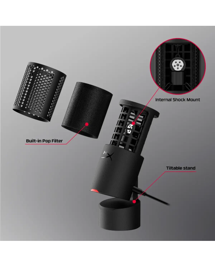 HyperX SoloCast 2 - Micro USB Cardioïde - 24-bit/96kHz - Tap-to-Mute