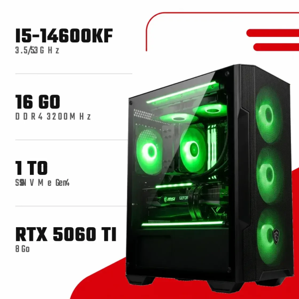 PC Gamer i5-14600KF/RTX 5060 Ti 8GB/16GB DDR4/1TB SSD - Pc Gamer Casa
