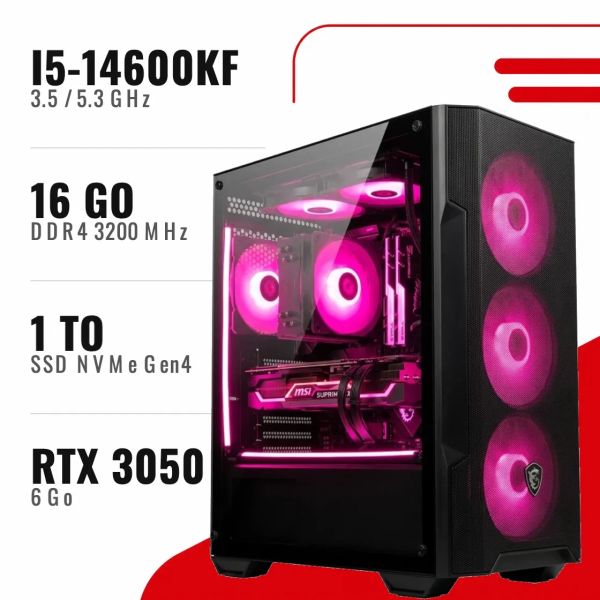 PC Gamer i5-14600KF/RTX 3050 6GB/16GB DDR4/1TB SSD
