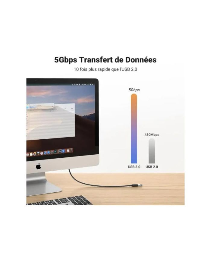 Rallonge USB 3.0 Ugreen 2M - Transfert de données rapide