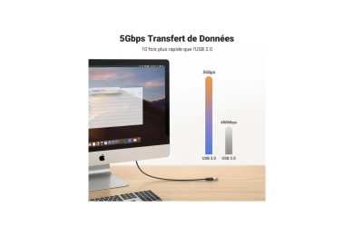 Rallonge USB 3.0 Ugreen 3 mètres - Transfert 5 Gbps