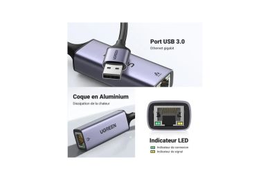 Ugreen Adaptateur Aluminium USB 3.0 vers RJ45 Gigabit Ethernet