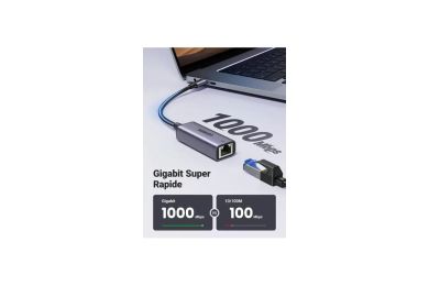 Adaptateur UGREEN USB-C vers Ethernet Gigabit 1000 Mbps - Gris